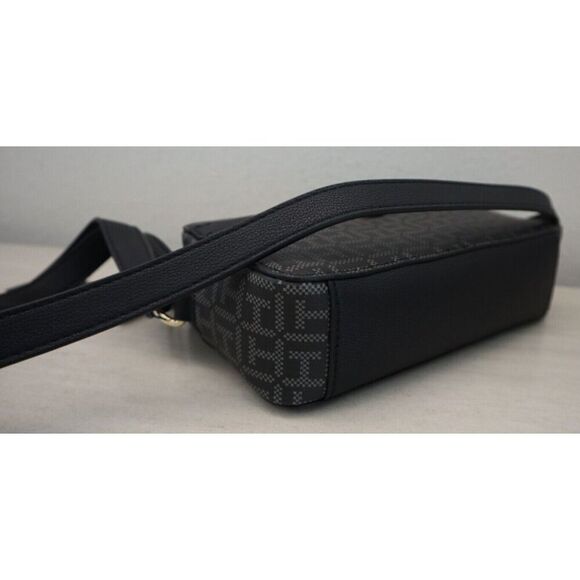 Tommy Hilfiger 69JA558-002 Black Monogram Logo PU Leather Crossbody Purse Bag$98 - Picture 9 of 11